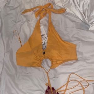Brand new zara orange halter top with open back